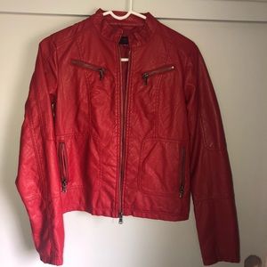 Red Faux Leather Jacket